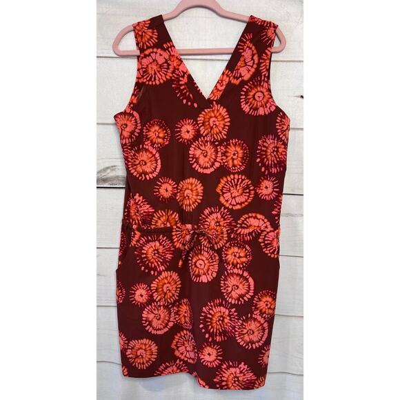 Toad & Co. Size MED Sleeveless Orange Maroon Dress Button Accents on Back - Picture 1 of 5